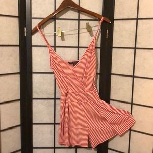 Red and white striped romper
